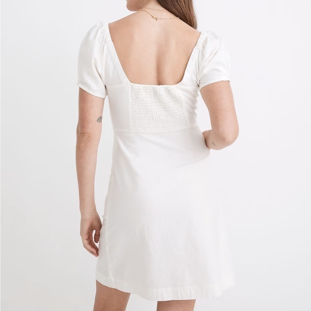Madewell linen cotton puff sleeve mini dress lighthouse - Picture 2 of 4